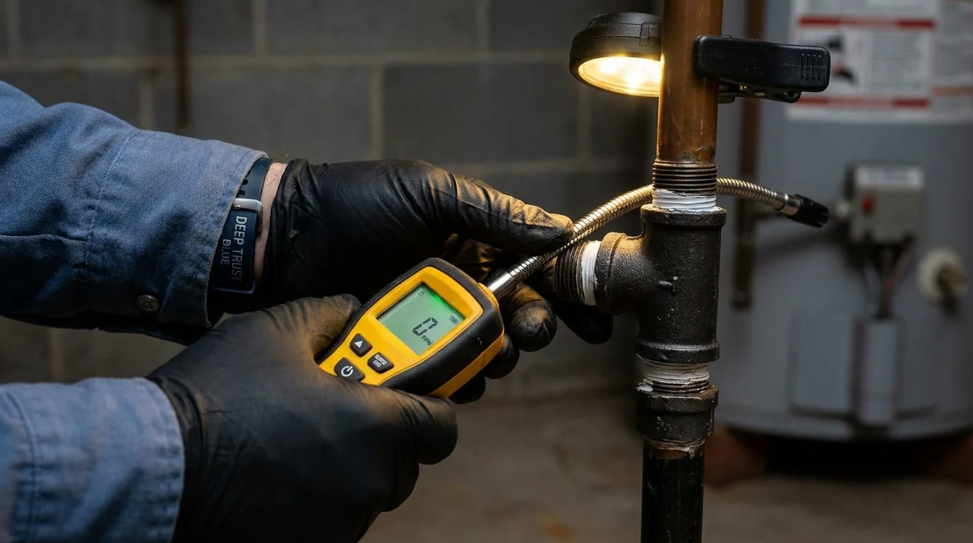 Gas leak detection with electronic sniffer by Johns Plumbing LLC in Mobile