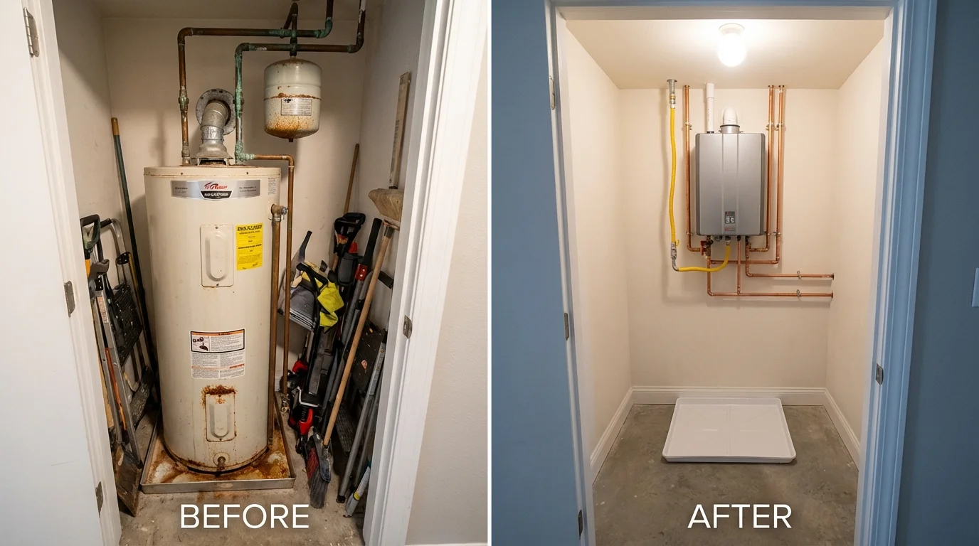 Tank water heater versus wall-mounted tankless unit comparison for Mobile, AL homeowners